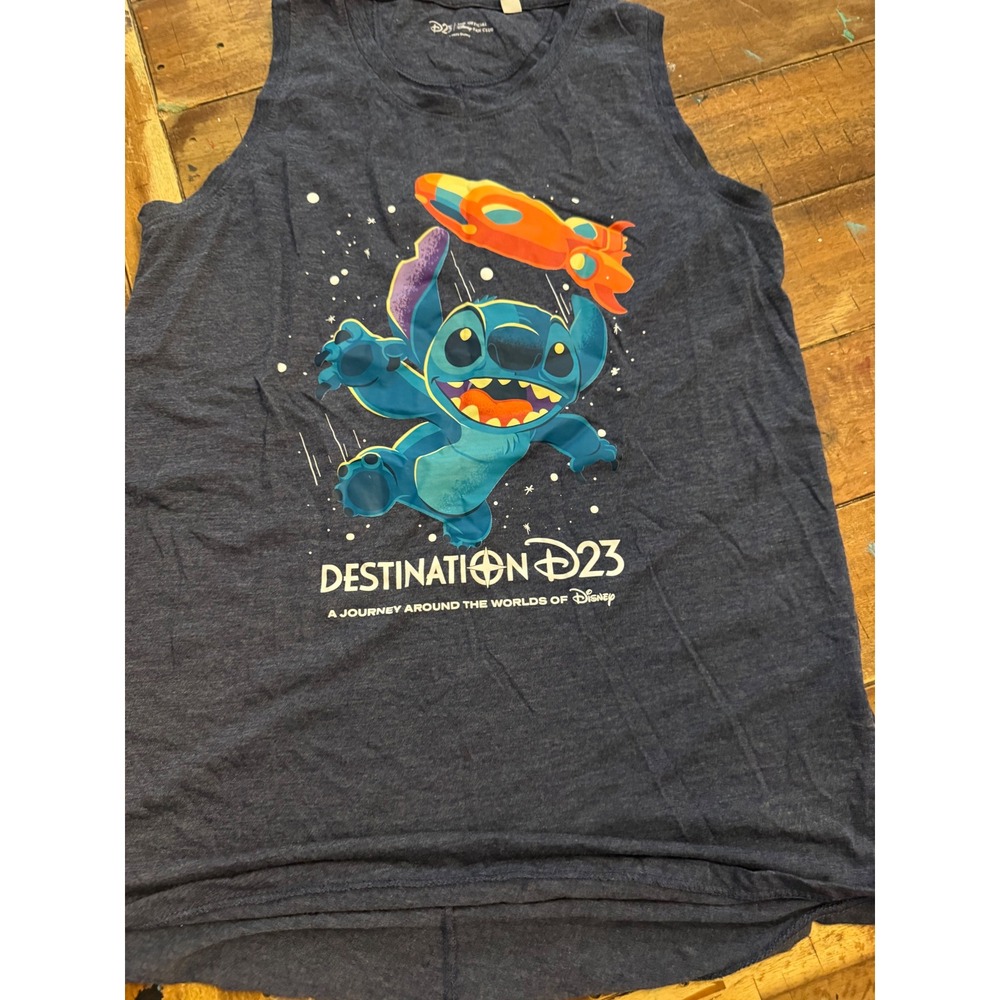 Disney D23 Official Fan Club Stitch Destination D23 Navy Heather Tank Top Kids M